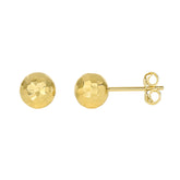 14K Yellow Gold 7mm Diamond Cut Post Earring